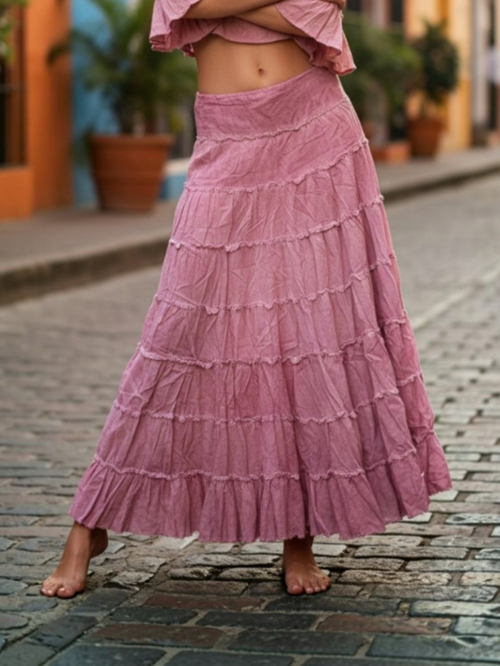 ✨️RARE! HTF! Free People Stuck In A Moment Pink Tiered Maxi Skirt!
